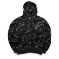 A Bathing Ape One Point Color Camo Cropped Full Zip Hoodie - Black