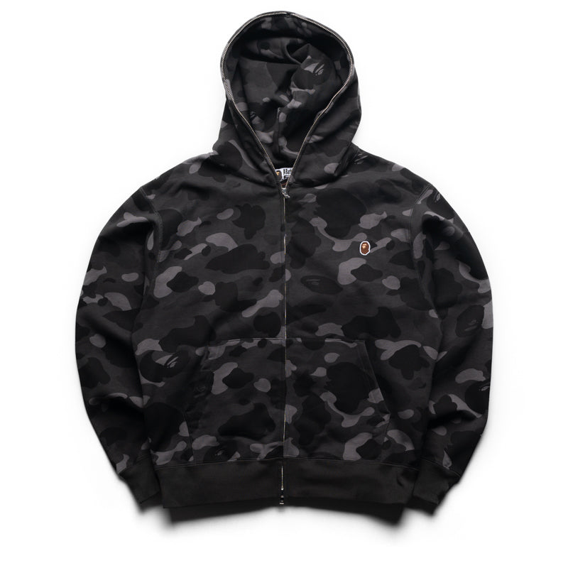 A Bathing Ape One Point Color Camo Cropped Full Zip Hoodie - Black