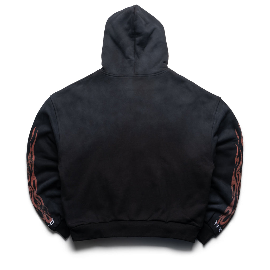 Nothing Grows Overnight Flame Logo Full Zip Hoodie - Black