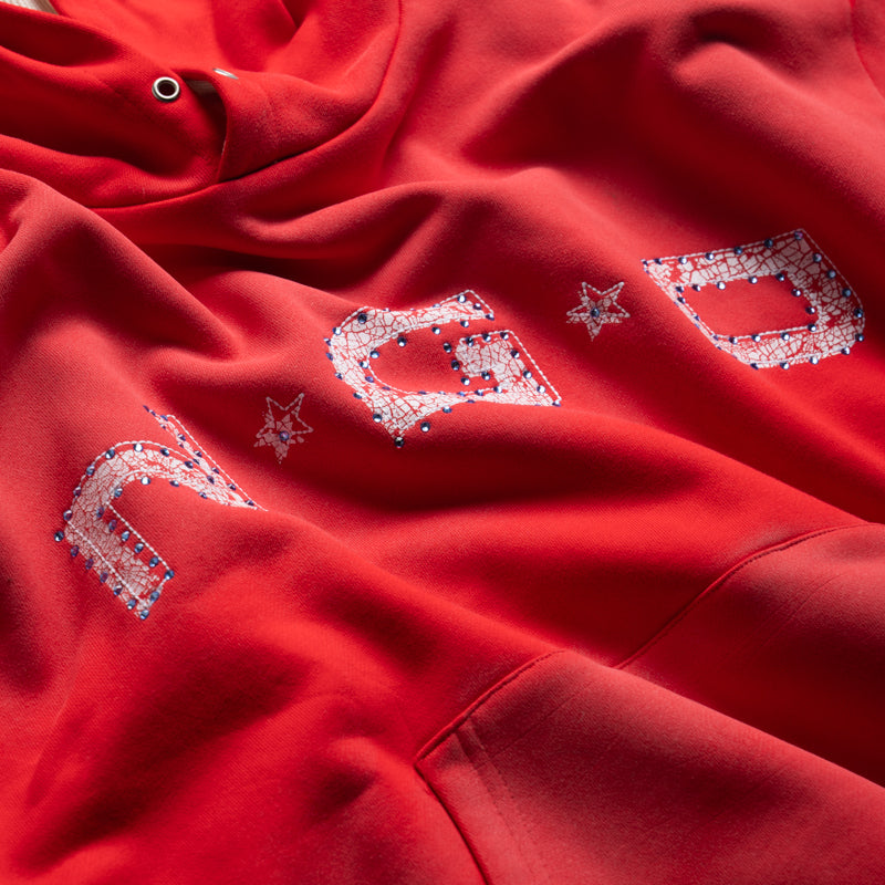 Nothing Grows Overnight Arched Pullover Hoodie - Red