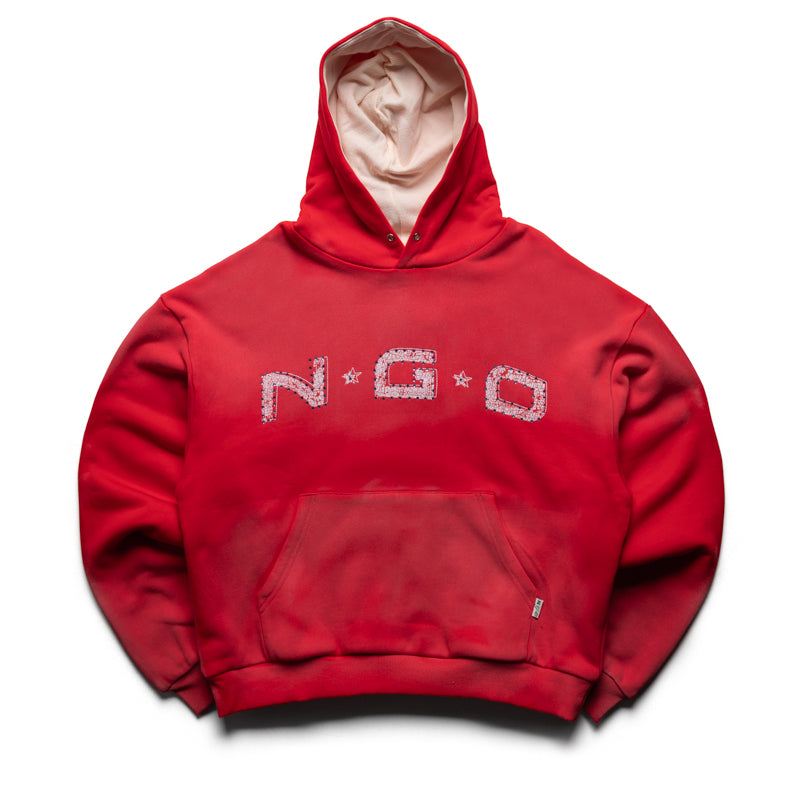 Nothing Grows Overnight Arched Pullover Hoodie - Red
