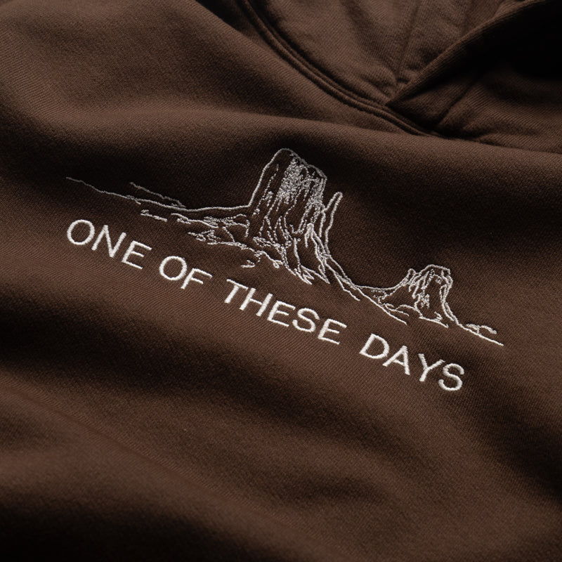 One Of These Days Follow The Road Pullover Hoodie - Dark Brown