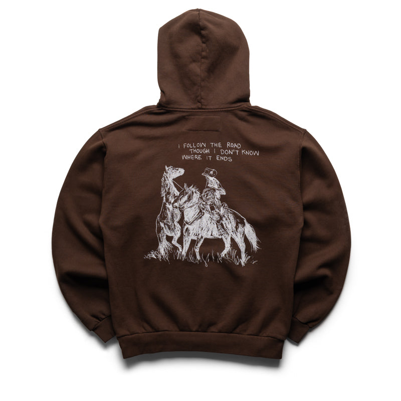 One Of These Days Follow The Road Pullover Hoodie - Dark Brown