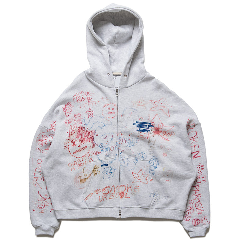 Paly Hollywood Joshua Tree Double Zip Hoodie - Heather Grey/Multi