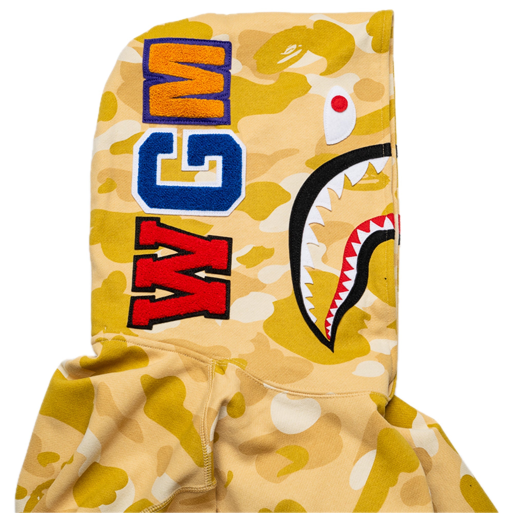A Bathing Ape Color Camo Shark Pullover Hoodie - Yellow
