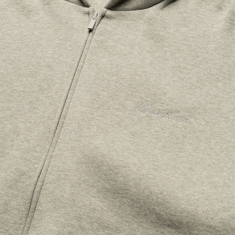 Fear Of God Essentials Signature Classic Full Zip Hoodie - Concrete Heather