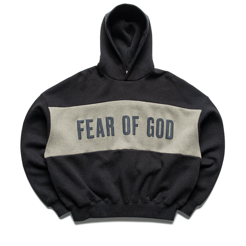 Fear Of God Essentials Cropped Relaxed Paneled Hoodie - Iron Grey Heather/Seal Heather