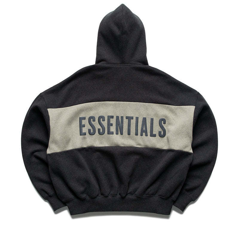 Fear Of God Essentials Cropped Relaxed Paneled Hoodie - Iron Grey Heather/Seal Heather