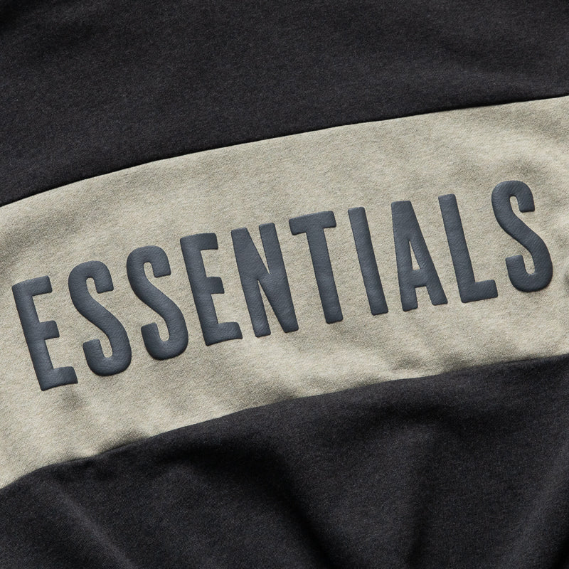 Fear Of God Essentials Cropped Relaxed Paneled Hoodie - Iron Grey Heather/Seal Heather