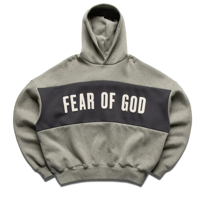 Fear Of God Essentials Cropped Relaxed Paneled Hoodie - Seal Heather/Iron Grey