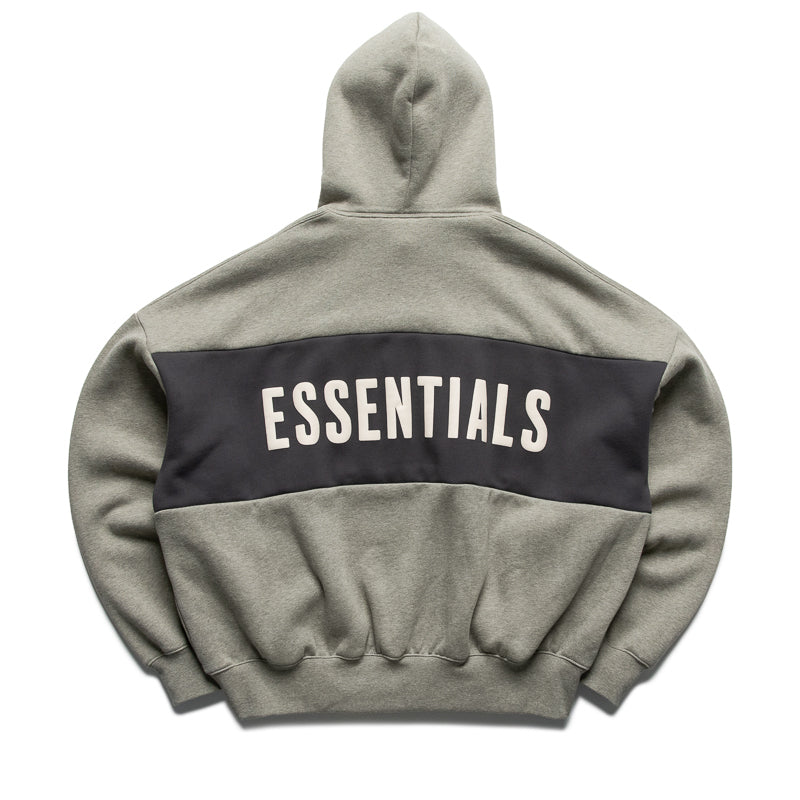 Fear Of God Essentials Cropped Relaxed Paneled Hoodie - Seal Heather/Iron Grey