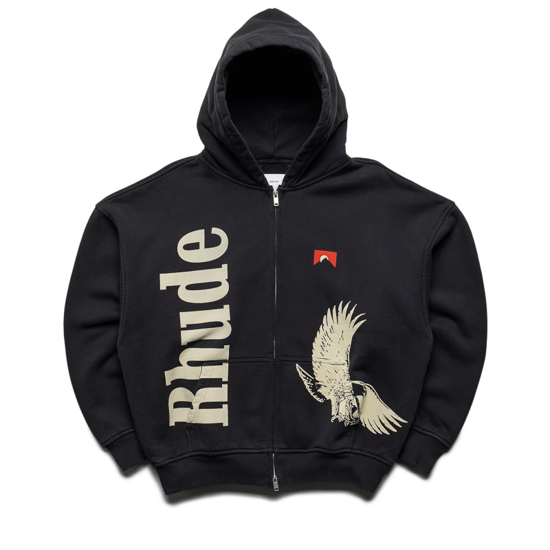 Rhude Eagle Pass Zip Up Hoodie - Vintage Black/White